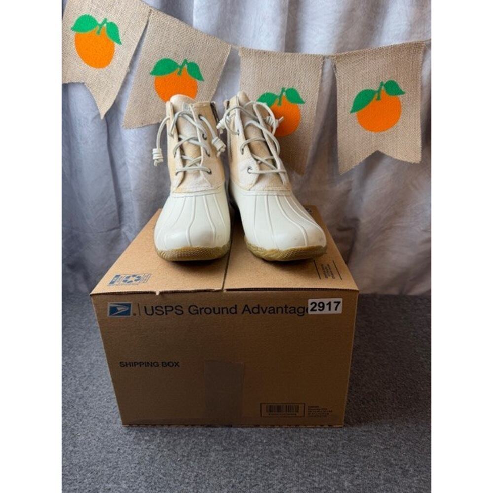 Sperry Women's Saltwater Emboss Wool Boots Waterproof White/Plaid sz 11M - Picture 10 of 10